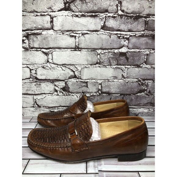 Johnston & Murphy Handcrafted Brown Leather Weaves Dress Loafers Men 11M US/44EU - Picture 14 of 16